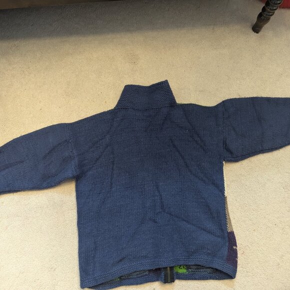 Vintage Hand-Knit Wool Sweater Jacket Cozy Fall - Picture 3 of 3